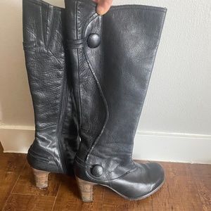 Miz Mooz Black Leather Knee Boots